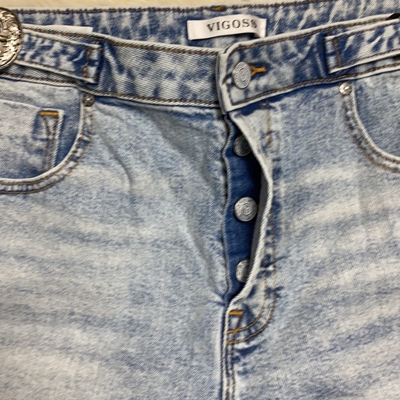 Vigross Frankie Slim Straight Leg Buckle Belt Detailed Cropped Jeans, Size 32 - Picture 9 of 10